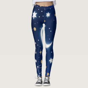 Celestial Starry Night Sky Moon & Co Leggings