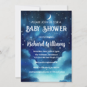 Celestial Starry Night Watercolor Baby Shower    Invitation