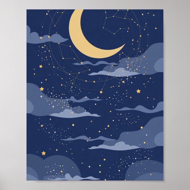Celestial Starry Night Wedding Poster (Front)