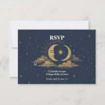 Celestial Starry Night Wedding RSVP Card