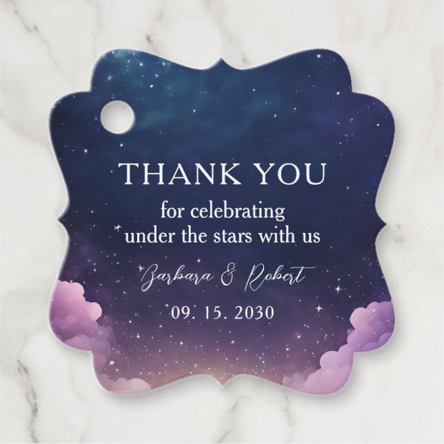 Celestial Starry Night Wedding Thank You Tag (Front)