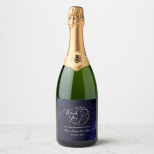 Celestial Starry Sky and Gold Moon Sparkling Wine Sparkling Wine Label