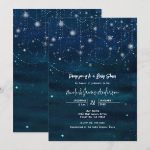 Celestial Starry Sky Swirls Baby Shower Invitation
