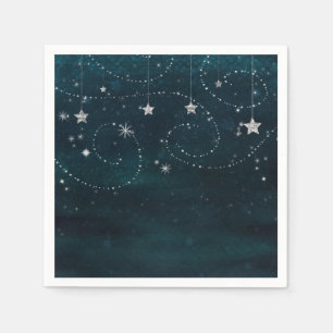 Celestial Starry Sky Swirls Baby Shower Party Napkin