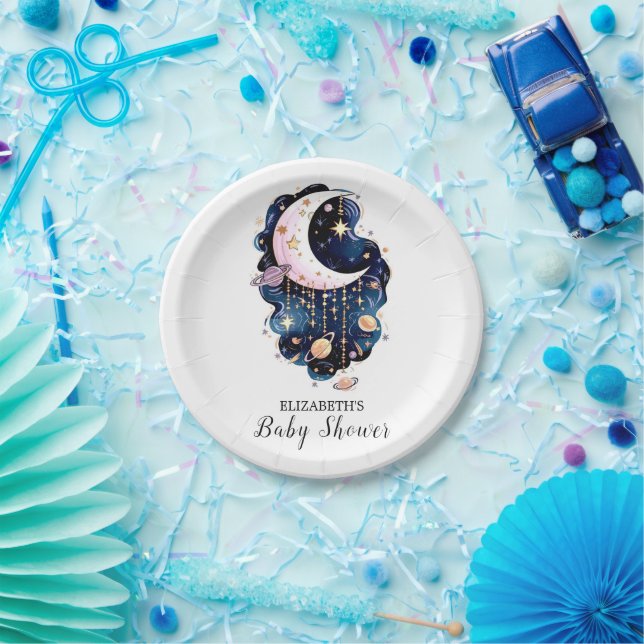 Celestial Starry Stars Baby Shower Paper Plate (Party)