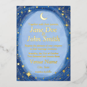 Celestial starry wedding invitation artsy foil inv