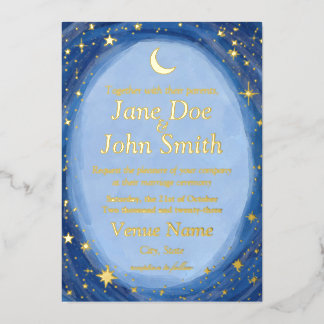 Celestial starry wedding invitation artsy foil inv