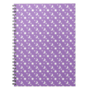 Celestial Stars and Moons on Purple Pattern Notebook