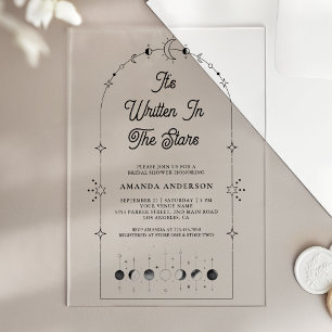 Celestial Stars Black Moon Bridal Shower Acrylic Invitations