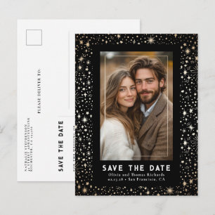 Celestial Stars Black Wedding Save The Date Photo Announcement Postcard