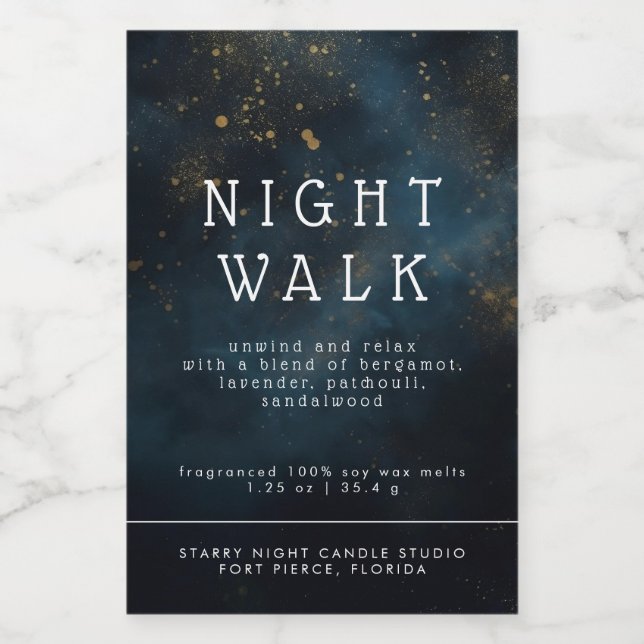 Celestial Stars Blue Candle Wax Melt 3x2" Label (Single Label)