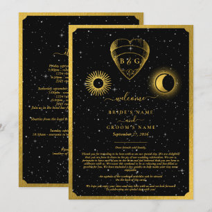 Celestial Stars Crescent Moon Wedding Itinerary Programme