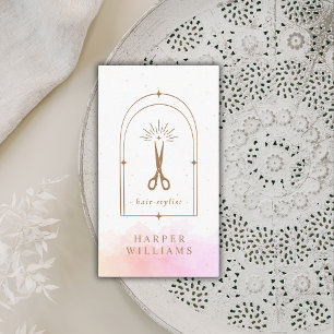 Celestial Stars Hair Stylist Salon   Pink Gold  Business Card
