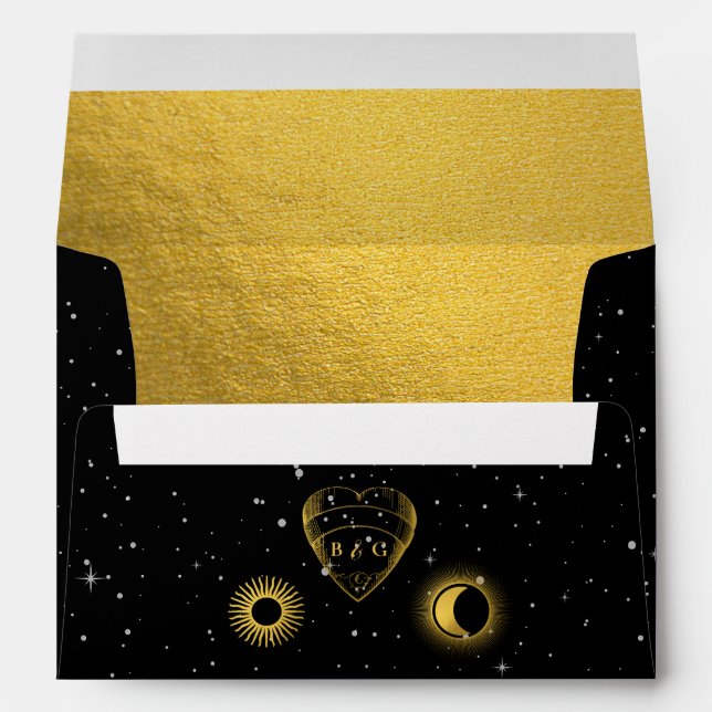 Celestial Stars Moon 5x7 Wedding Invitation  Envelope (Back (Bottom))