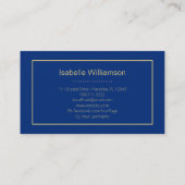 Celestial Stars Moon Phase Navy Blue Gold Business Card (Back)