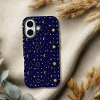 Celestial Stars Moon Sun Blue Gold White Trendy