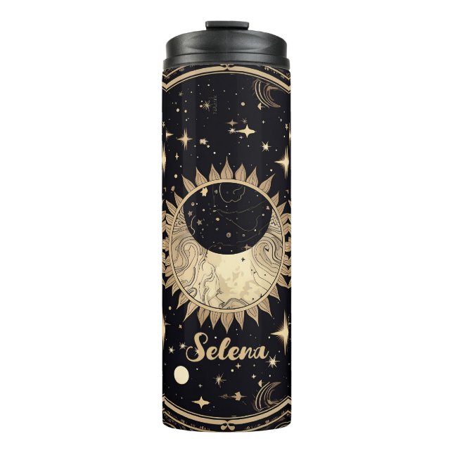 Celestial Stars Sun Moon Thermal Tumbler (Front)