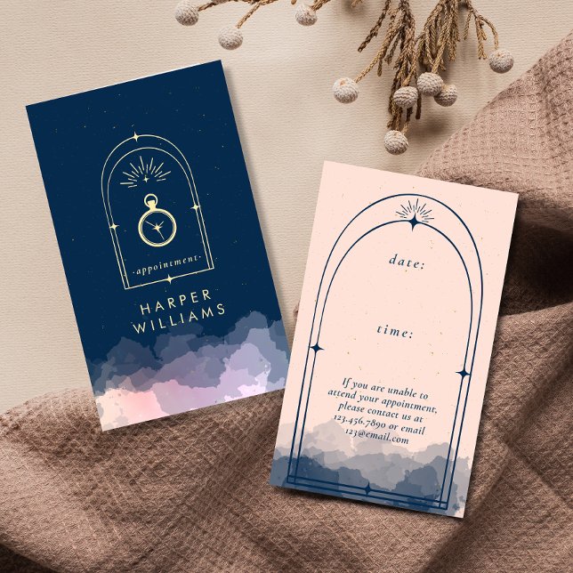 Celestial Stars Tarot Hair Stylist Beauty  Appointment Card (Creator Uploaded)