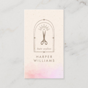 Celestial Stars Tarot Hair Stylist Salon QR Code Business Card