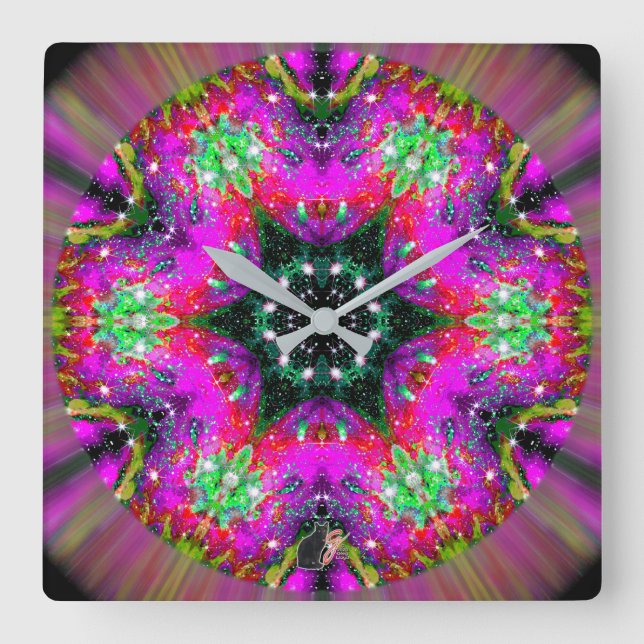 Celestial Stellar Kaleid Square Wall Clock (Front)