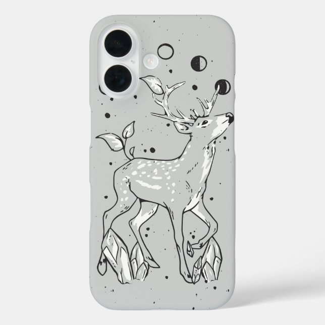 Celestial Step – Botanical Deer with Moon Phases Case-Mate iPhone Case (Back)
