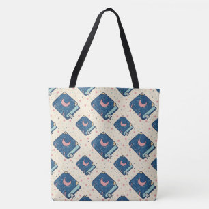 Celestial Storybook Moon Pattern Tote Bag