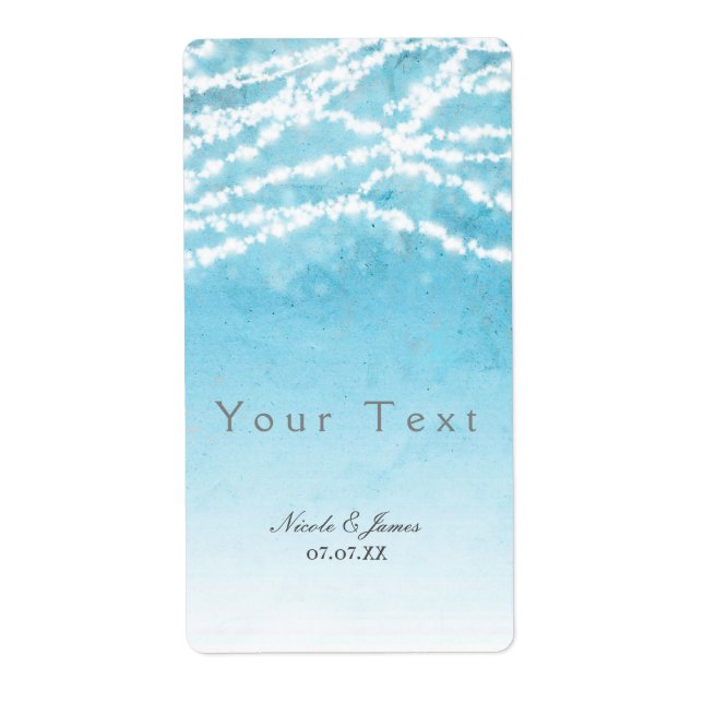 Celestial String Lights Blue Rustic Wine Label (Front)