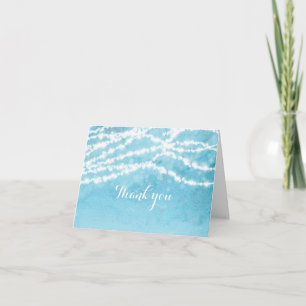 Celestial String Lights Rustic Blue Thank You Card