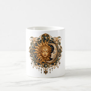 Celestial Sun and Moon Art Nouveau Mystical Symbol Coffee Mug