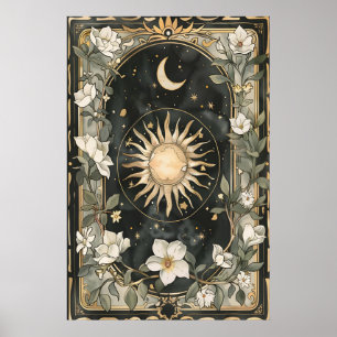Celestial Sun and Moon Art Print Botanical