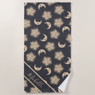 Celestial Sun and Moon  Beach Towel