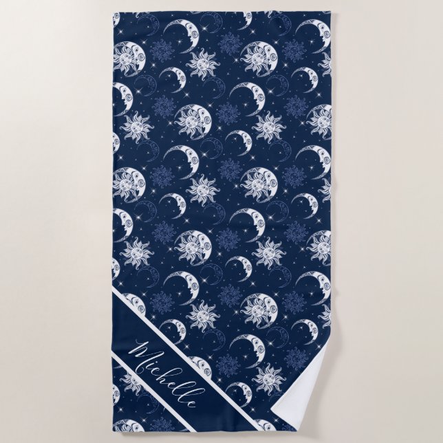 Celestial Sun and Moon  Beach Towel (Front)
