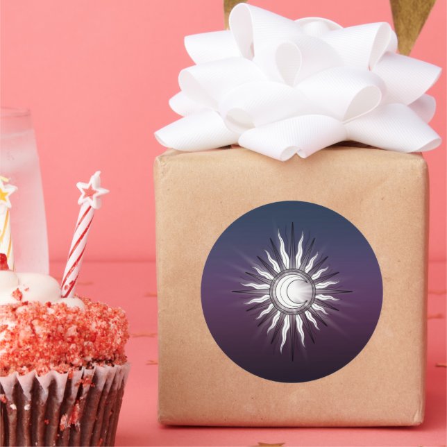 Celestial Sun And Moon   Classic Round Sticker (Party)