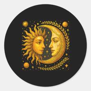 Celestial Sun And Moon  Classic Round Sticker