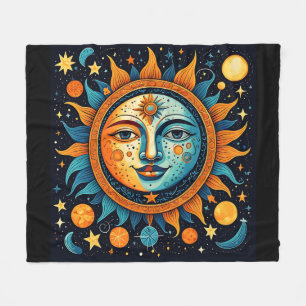Celestial Sun And Moon Fleece Blanket