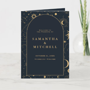 Celestial Sun and Moon Folded Ceremony Program Thank You Card