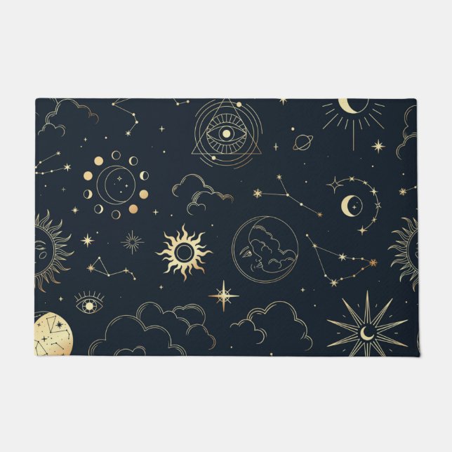 Celestial Sun and Moon Mystical  Doormat (Front)