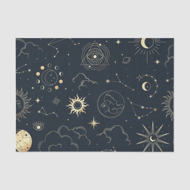Celestial Sun and Moon Mystical Elements  Tissue P Paper (Front)