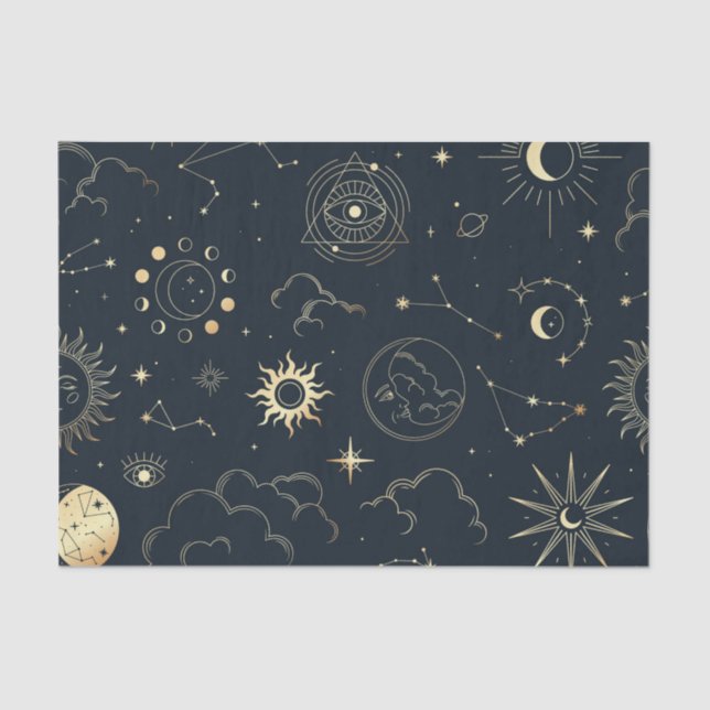 Celestial Sun and Moon Mystical Elements  Tissue P Tissue Paper (Front)