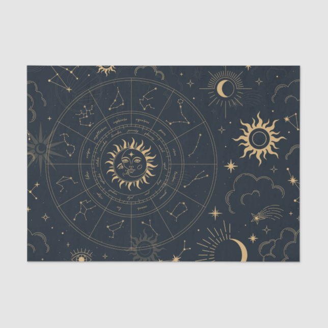 Celestial Sun and Moon Mystical Elements Tissue Pa Tissue Paper (Front)