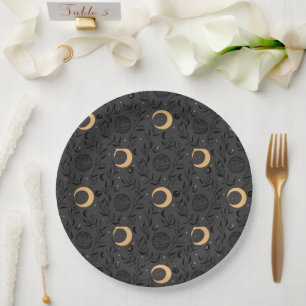 Celestial Sun and Moon Pattern Paper Plate