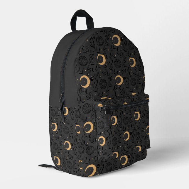 Celestial Sun and Moon Pattern Printed Backpack (Back Corner Left)