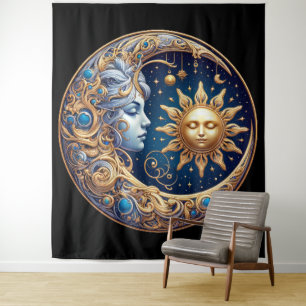 Celestial Sun and Moon Tapestry