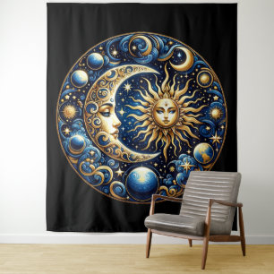 Celestial Sun and Moon Tapestry