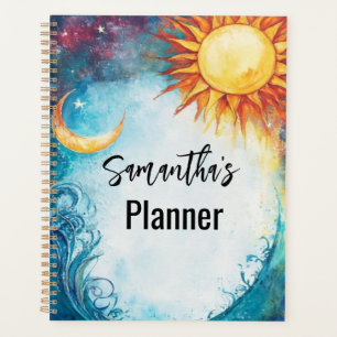 Celestial Sun and Moon Watercolor Planner