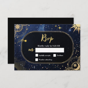 Celestial sun and moon wedding RSVP card