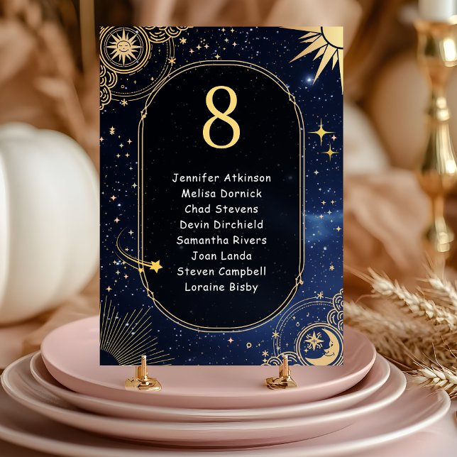 Celestial sun and moon wedding seating  table number (Creator Uploaded)