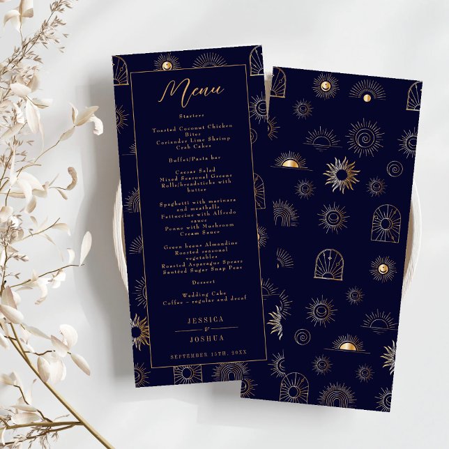 Celestial Sun Crescent Moon Golden Navy  Menu (Creator Uploaded)