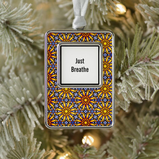 Celestial Sun Custom Mantra Silver Plated Framed Ornament (Tree)