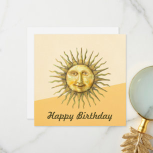 Celestial Sun Face Colorblock Happy Birthday Card